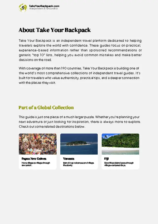 example page 1 from our offline Travel Guide for Solomon Islands